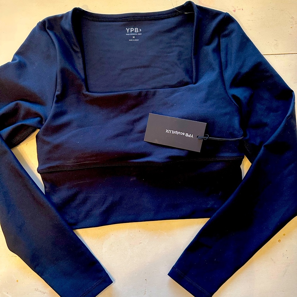 YPB Black Long Sleeve crop top
